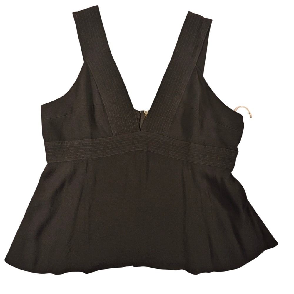 Nordstrom Chelsea 28 Black V-Neck Peplum Tank Top Size XL Zipper Viscose